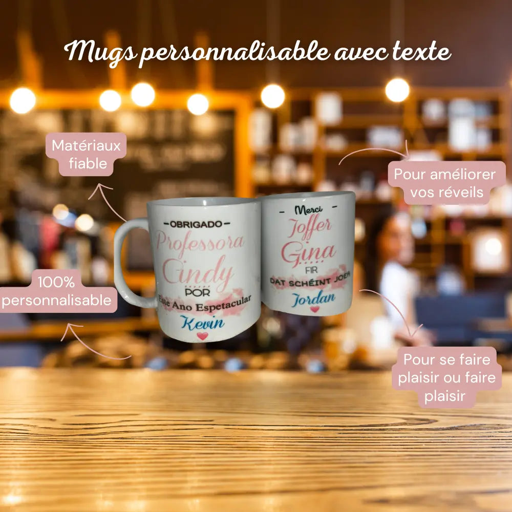 Mugs personnalisable avec texte AC Création
